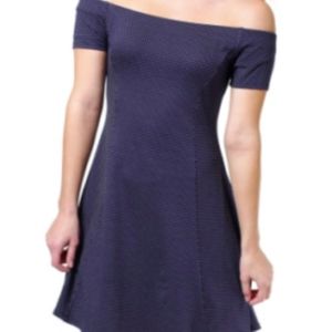 Navy and White off the shoulder dress